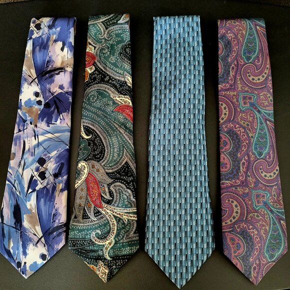 LOT OF 7~MENS TIES~PACO RABANNE PARIS~JONES NEW YORK~DAMON~BLACK BLUE PURPLE - Picture 5 of 15